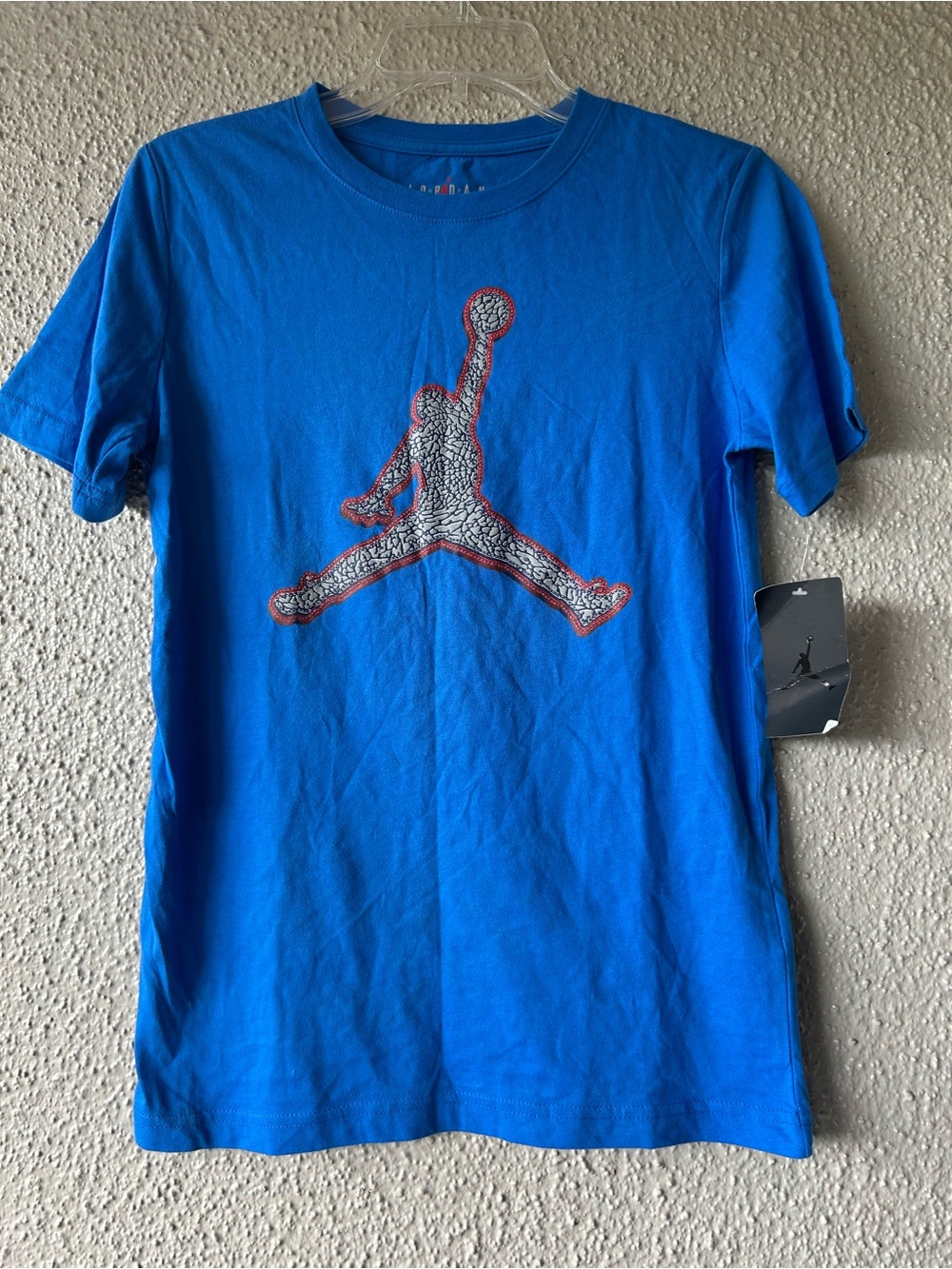 Nike Blue Short Sleeve Tee with Jordan jumpman Graphic boy large NWT